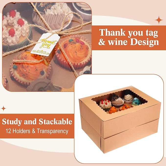 36 Pack Cupcake Boxes Hold 12 Standard Disposable Cupcake Containers - Image 5