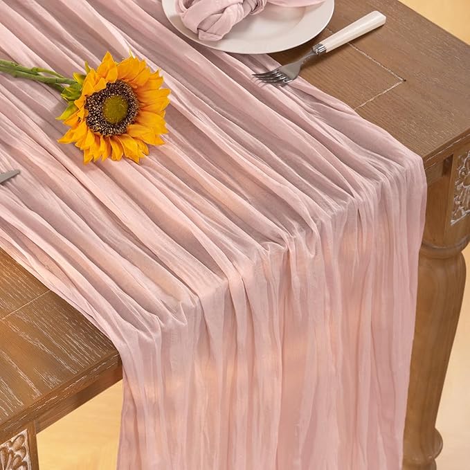 Pink Cheesecloth Table Runner 10 Pack Fall Table Runners Boho Gauze 120 Inches - Image 5