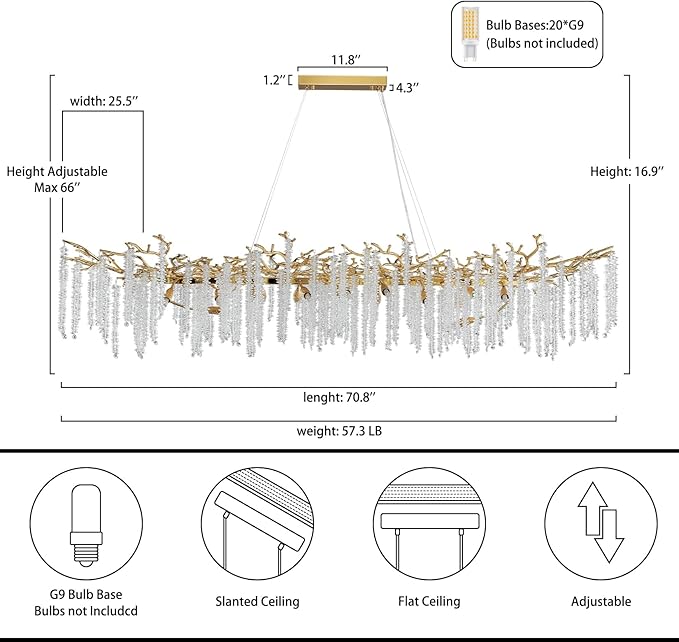 YUYI Modern Crystal Chandelier, Large Tree Branch Chandelier Luxury Ceiling - Image 2