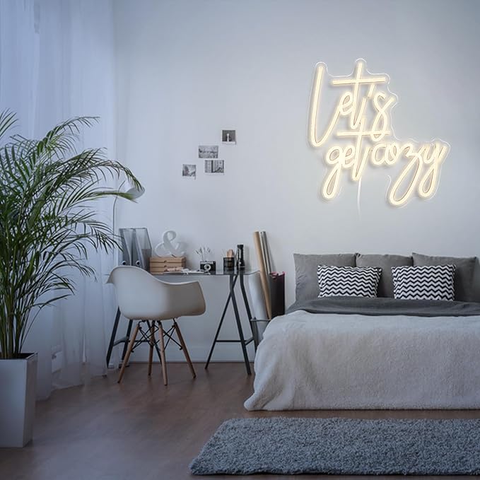 Let's Get Cozy Neon Signs, Wall Decor, Warm White Led Signs Usb Powered - Image 6