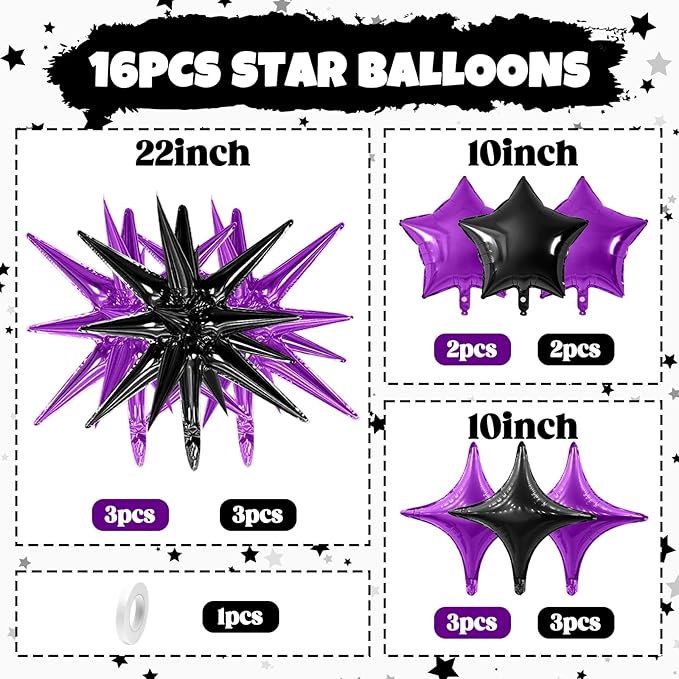 Purple Black Star Balloon - Image 2