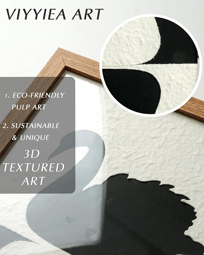 VIYYIEA Framed 3D Textured Wall Art, Handmade Paper Artwork, Modern Minimalist - Image 2