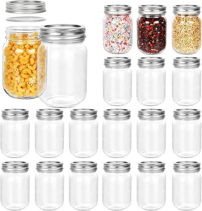 12 oz Glass Mason Jar, 20 Pack 360ml Canning Jars by Betrome