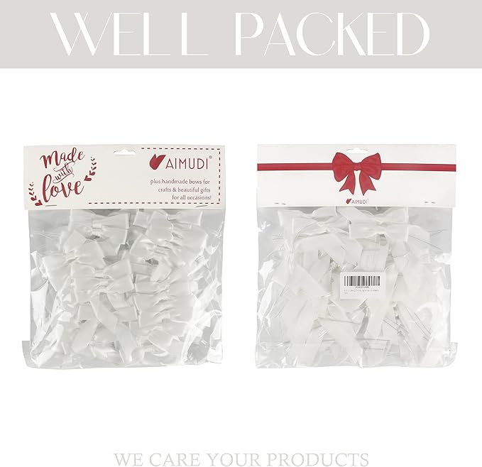 AIMUDI White Bows Bulk 2.5" Christmas Bows Premade Small Bows Pre Tied Mini - Image 8