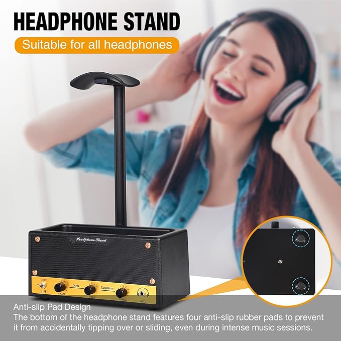 Headphone Stand with Cable Storage, Display Music Lovers' Decorative Items & - Image 3