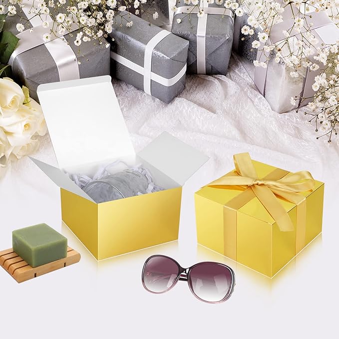 COTOPHER Small Gift Boxes 10 Pack 6x6x4 inches Gold Gift Boxes - Image 4
