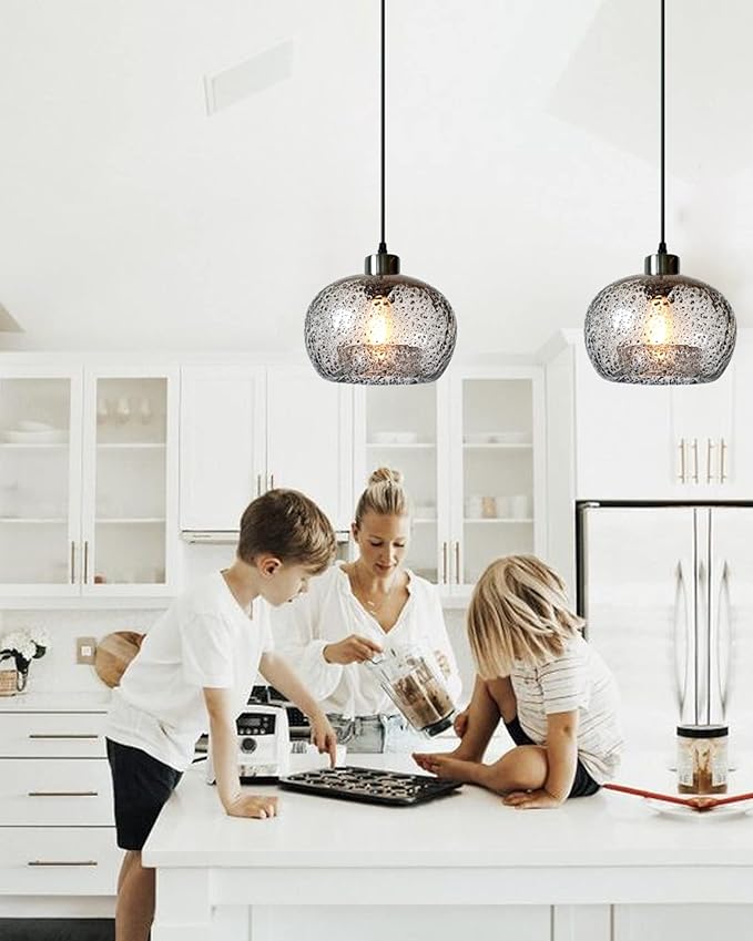 CASAMOTION Pendant Lighting Handblown Glass Drop Ceiling Lights, Modern Rustic - Image 2