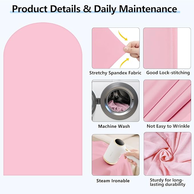 HEMMOTOP Pink Arch Backdrop Cover 7.2 ft, Spandex Arch Covers Stretchy Backdrop - Image 4