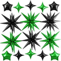 Black Green Star Balloon by Cledeco