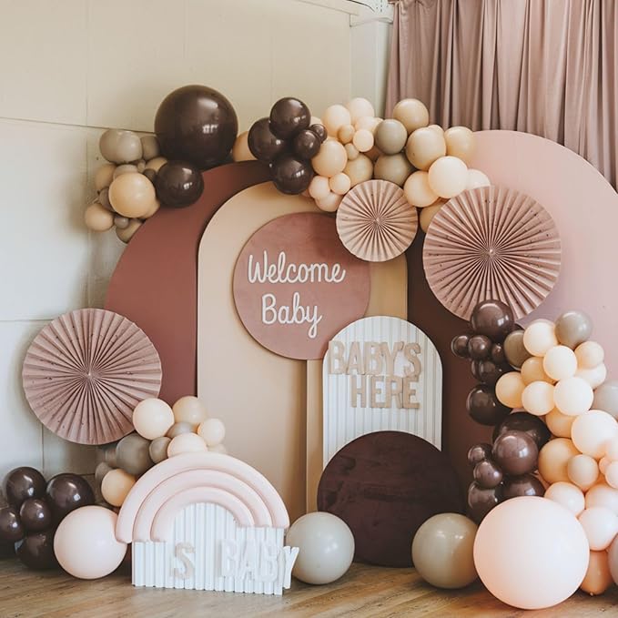 Brown Balloons, 12 Inch Neutral Balloons, Retro Coffee Brown Apricot Sand White - Image 7