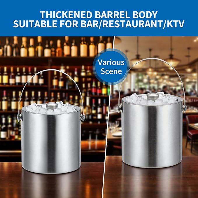 3L Stainless Steel Double-Wall Insulated Ice Bucket - Image 6