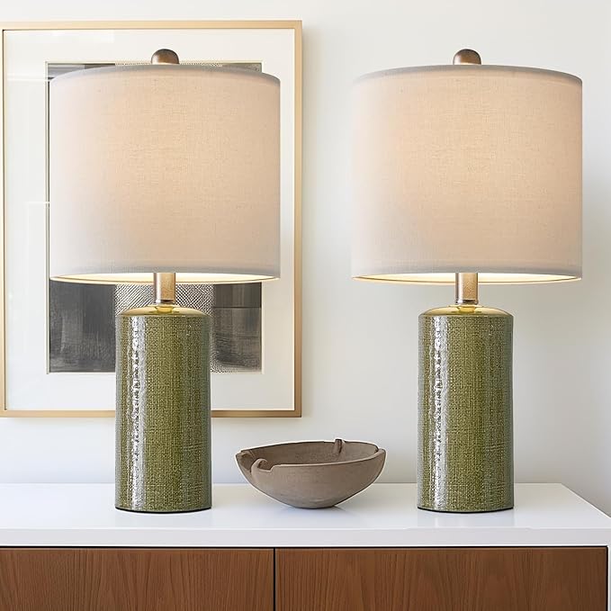 20.25" Small Table Lamps Set of 2 Modern Ceramic Lamps - Image 8