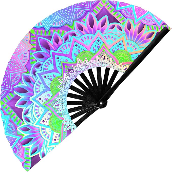GloFX UV Glow Mandala Rave Handheld Fan by GloFX
