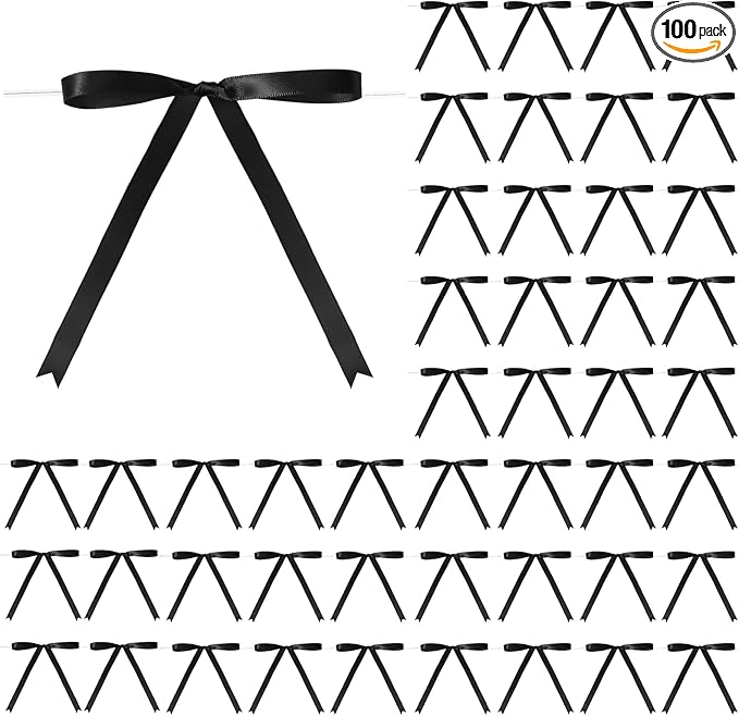 Riceshoot 100 Pcs Twist Tie Bows Bulk 5x7 Inch Satin Ribbon Bows by Zuqqaaoor