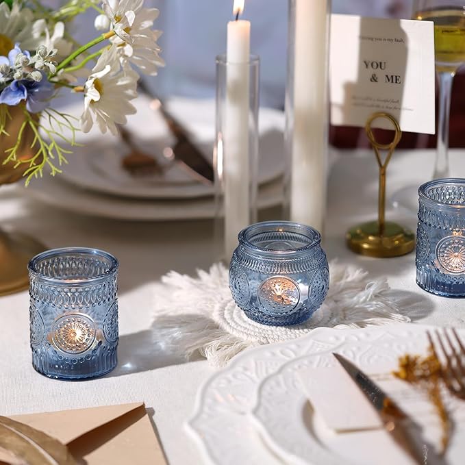 DARJEN Blue Votive Candle Holders Set of 36 - Image 3