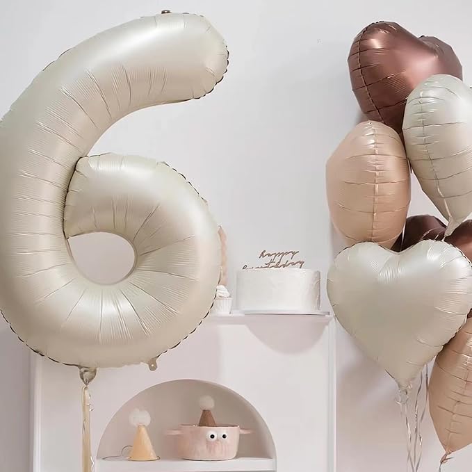 40 Inch Cream White Number 6 Balloon - Image 3