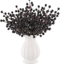 40 Pcs Artificial Berry Stems Branches, Halloween Black Faux Holly Berries by RowfadFlora