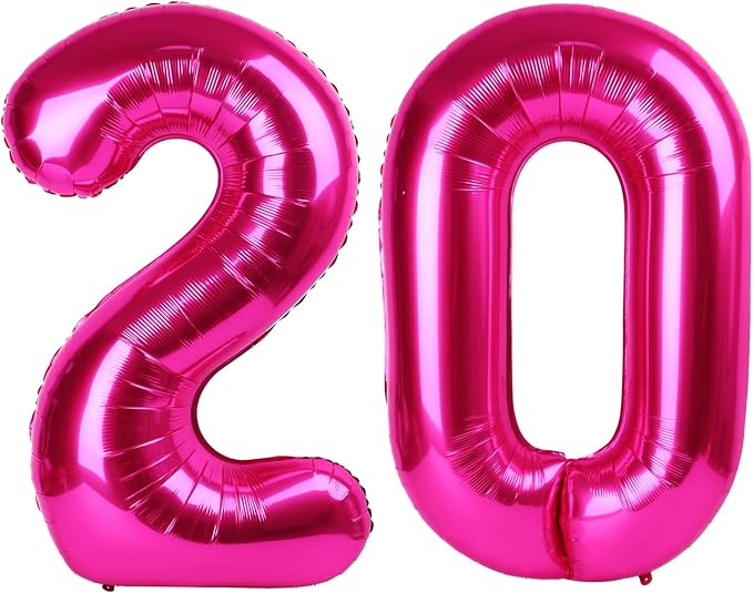 Hot Pink 40 Inch 20 Number Balloons, 20 Decorations by Upgesy
