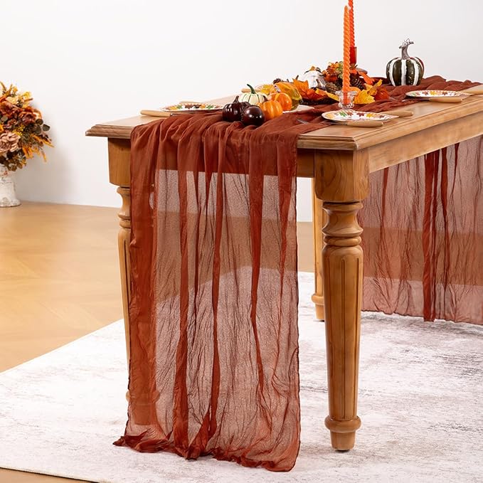 Terracotta Cheesecloth Table Runner 10 Pack Fall Burnt Orange Cheese Cloth - Image 5
