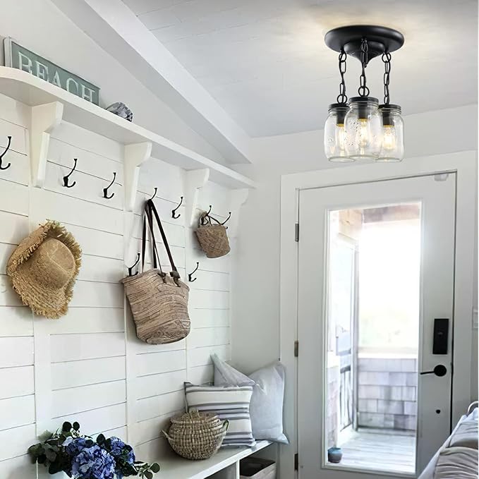 Black Pendant Lights, 3-Light Clear Glass Pendant Lights Kitchen Island - Image 2