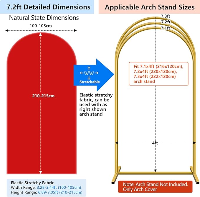 HEMMOTOP Red Arch Cover 7.2 ft, Spandex Wedding Balloon Stretchy Arch Backdrop - Image 2