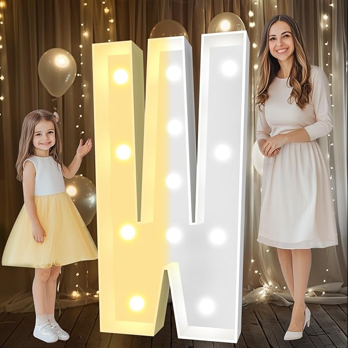 Pooqla 4 FT Marquee Light Up Letters, Cool White and Warm White Marquee Letter by Pooqla