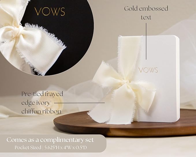 Black White Embossed Slim Vow Books w/Ribbon - Image 5