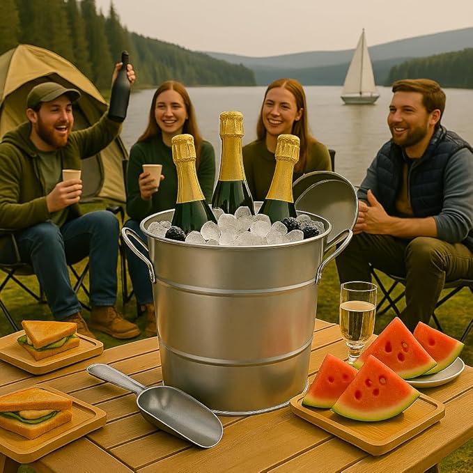 Insulated Ice Bucket with Lid Scoop Handle - Image 4