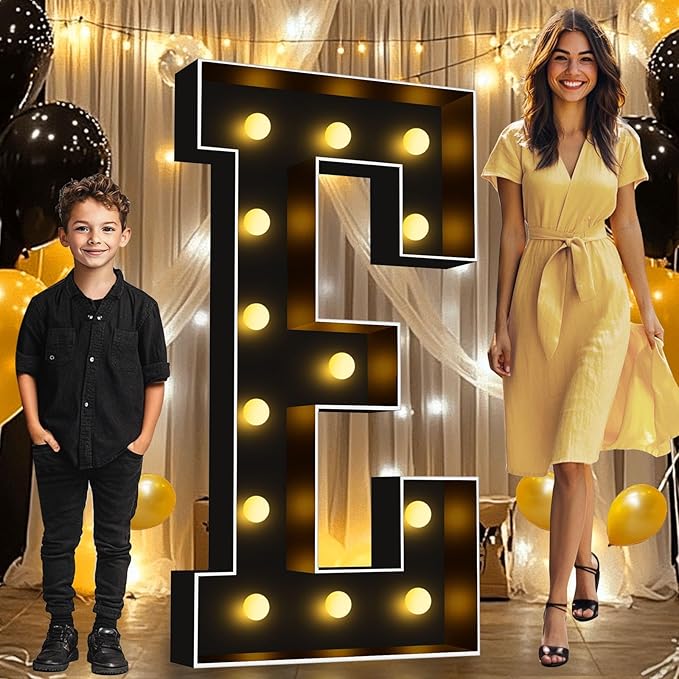 Pooqla 4 FT Marquee Light Up Letters, Giant LED Sign Black Marquee Letter by Pooqla