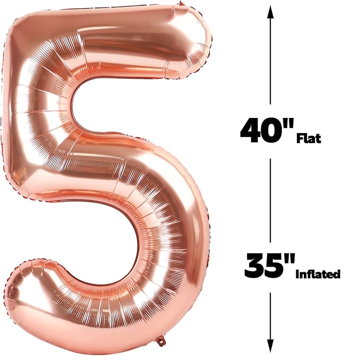 Large Rose Gold 40 Inch Birthday Number 5 Balloon, Rose Gold Five 5th 15 25 35 - Image 2