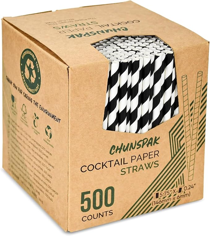 Chunspak 5.75 inch Eco-friendly Disposable Short Paper Drinking Straws Bulk by chunspak