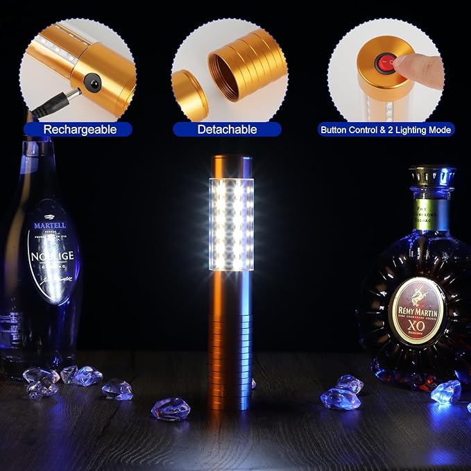 WILON Bottle Service Lights Rechargeable Bottle Service Sparklers Reusable - Image 3