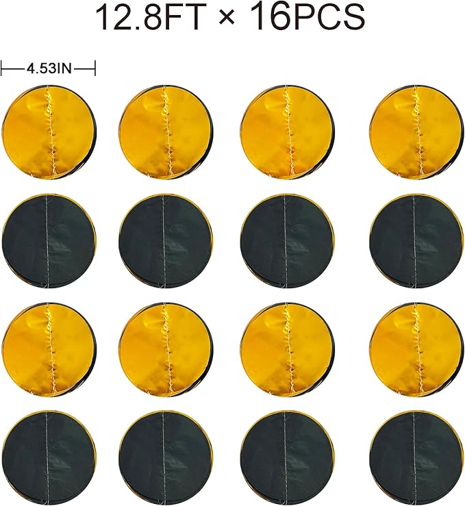 205Ft Black Gold Party Decorations Circle Dot Garland Backdrop Black Tissue - Image 2