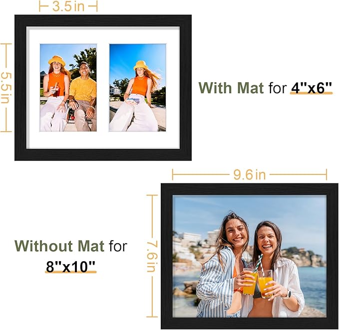 Vittanly 8x10 Collage Picture Frame, Displays 2Pcs 4x6 Pictures - Image 5