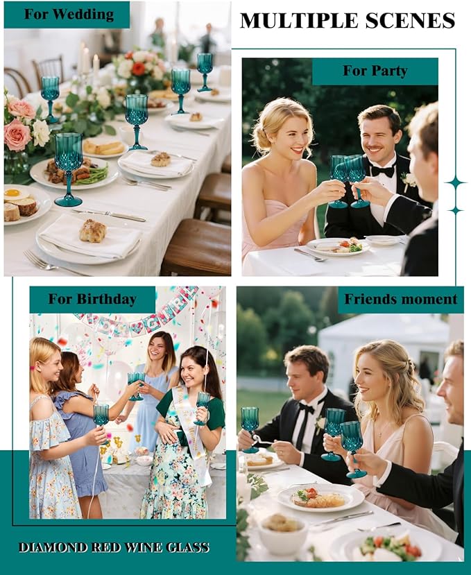 Ciaell 24PCS Green Plastic Wine Glasses - 7 Oz Plastic Goblets - Image 4