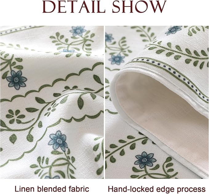 ISAENNE Designer White Elegant Linen Table Runner 87 Inches Long, Chinoiserie - Image 4