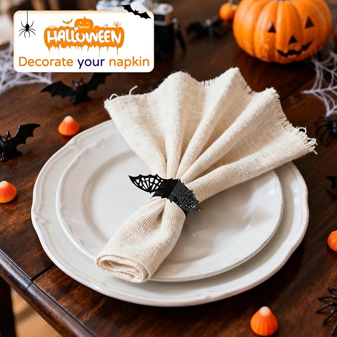 100 Pcs 3D Halloween Bat Napkin Rings, Table Setup Wedding Valentines Day Event - Image 4