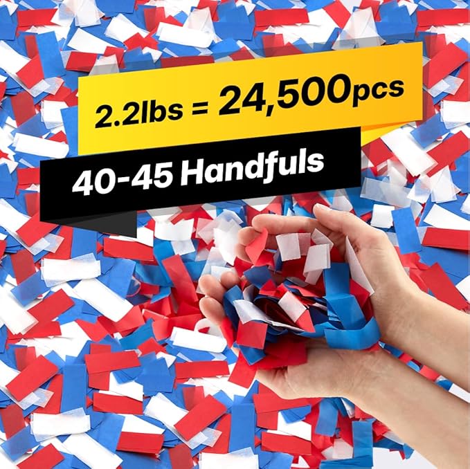 America Confetti Paper for Confetti Machine, 2.2lbs|1kg of Biodegradable Red - Image 2
