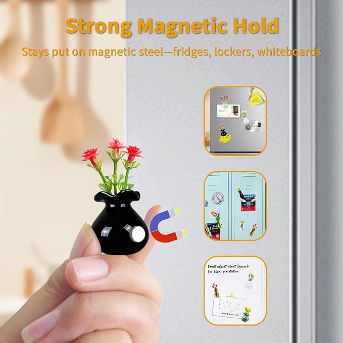 Magnetic Bud Vase Set – Mini Ceramic & Glass Vases - Image 4