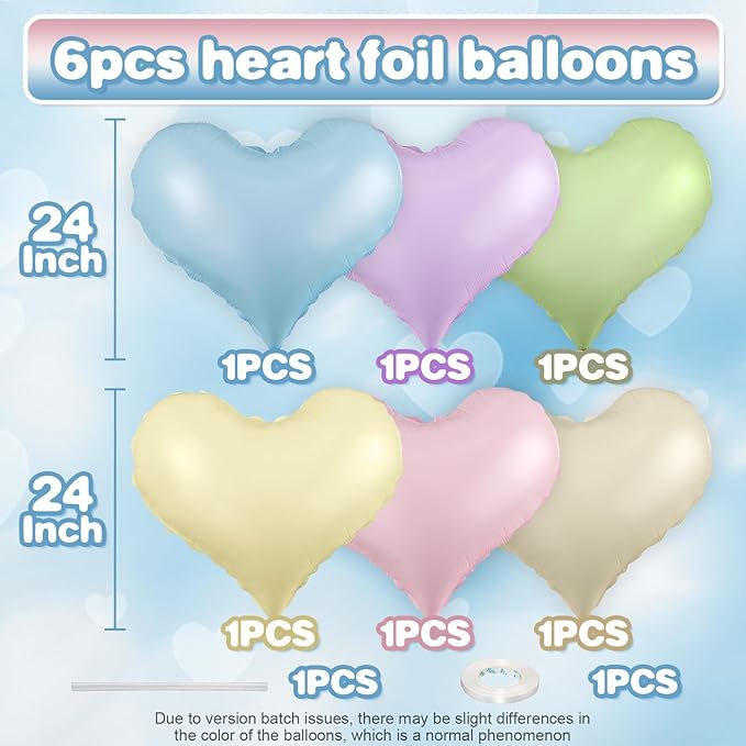 Colorful Heart Balloons, 24Inch Large Rainbow Heart foil Balloon - Image 2