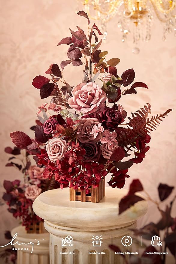 Ling's Moment 17.5" Tall Free Standing Artificial Flowers Arrangements 4 pcs - Image 4
