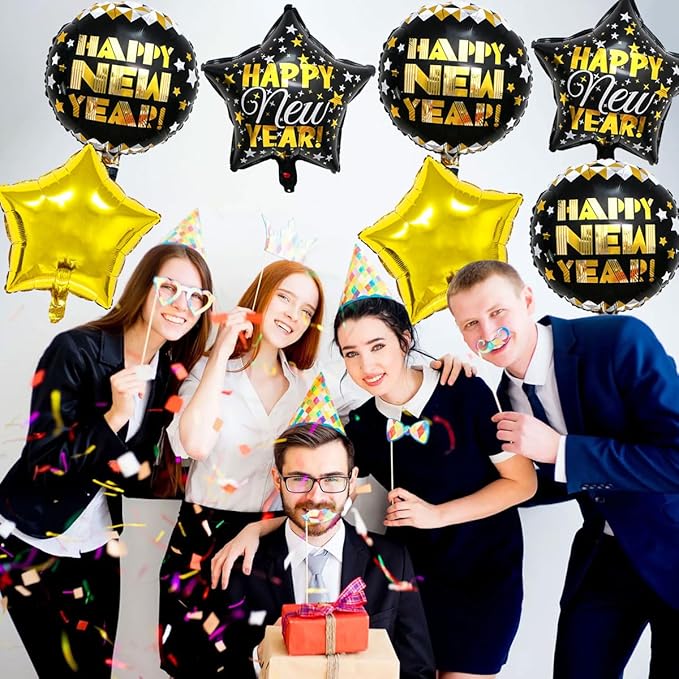 Happy New Years Balloons Set, Large Happy New Year Foil Balloons, New Year - Image 3