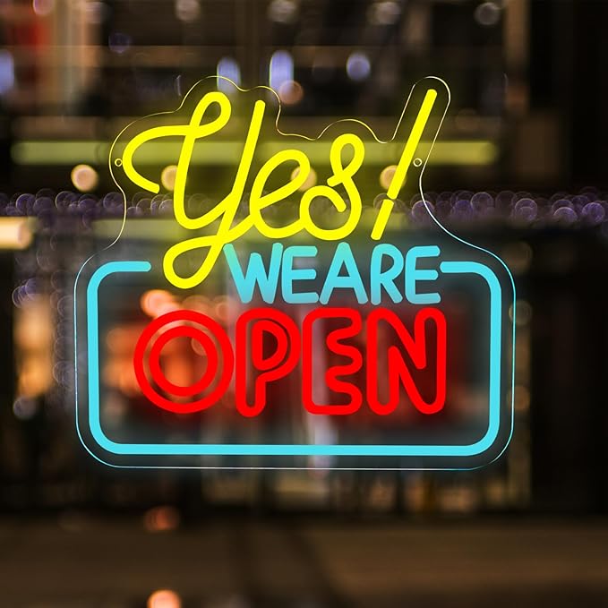 Open Neon Signs Yes We Are Open Neon Light, USB Powered, Hanging Wall Art Decor by Unknown