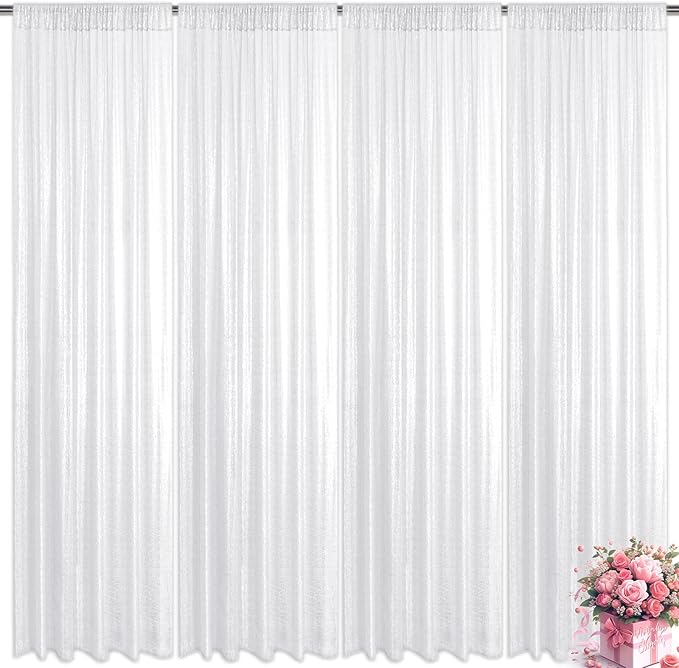 White Sequin Backdrop Curtain 4 Pieces 2FTx8FT Glitter Photography Backdrop by Unknown