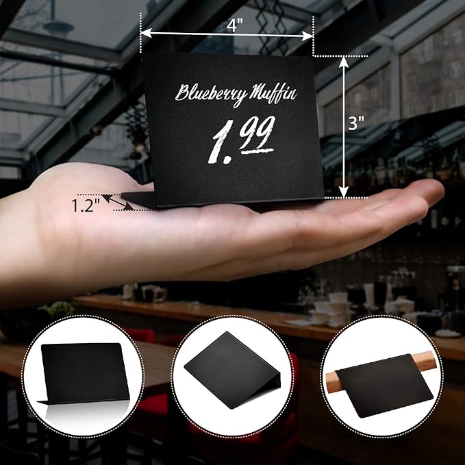 20 Pack Mini Chalkboard Signs for Food – Small 3x4 Tabletop Labels for Buffet - Image 3