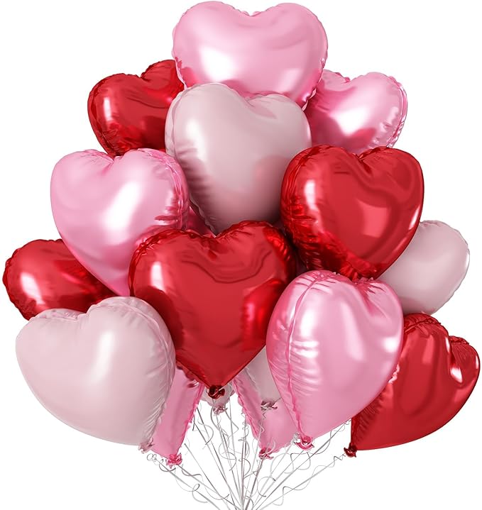Pastel Pink Red Heart Balloons by Sowide