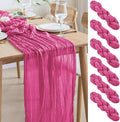 Asee'm 6pcs Cheesecloth Table Runner 120 Inches Long Deep Pink Boho Gauze by Aseem