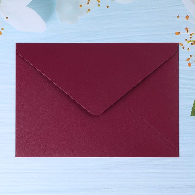 PONATIA 50 PCS/Pack A7 Envelopes, 5.25 x 7.5'' Shiny Burgundy Envelope - Image 4