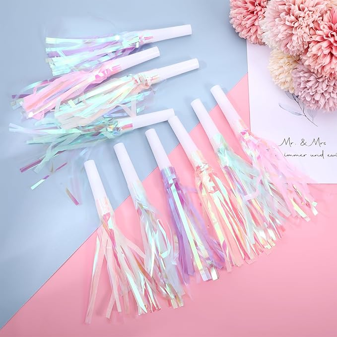 36 Pcs Mermaid Party Blowers, Glitter Fringed Noise Makers, Blow Horns - Image 5