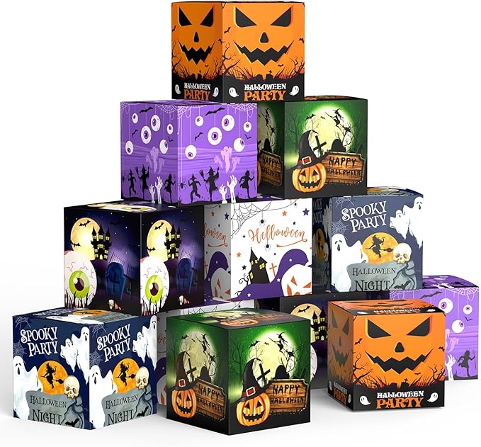 ScandiCasis 12 PCS Halloween Treat Boxes, 6 color, Halloween Treat Bag Stuffers by ScandiCasis